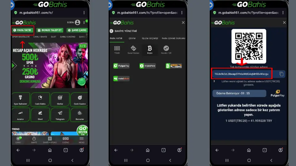 GOBahis Kripto İşlemleri